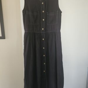 Cottagecore Mizz Lizz Vintage Denim Midi Dress Pockets